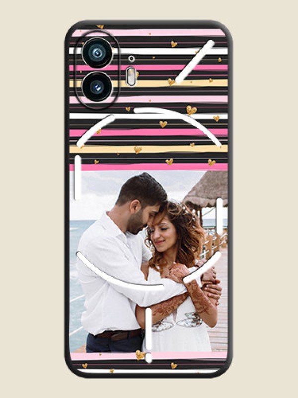Custom Multicolor Lines and Golden Love Symbols Design - Photo on Space Black Soft Matte Mobile Cover - Nothing Phone 2