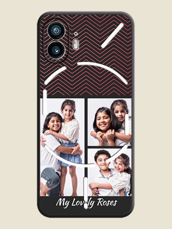 Custom Wave Pattern with 3 Image Holder on Space Black Custom Soft Matte Back Cover - Nothing Phone 2