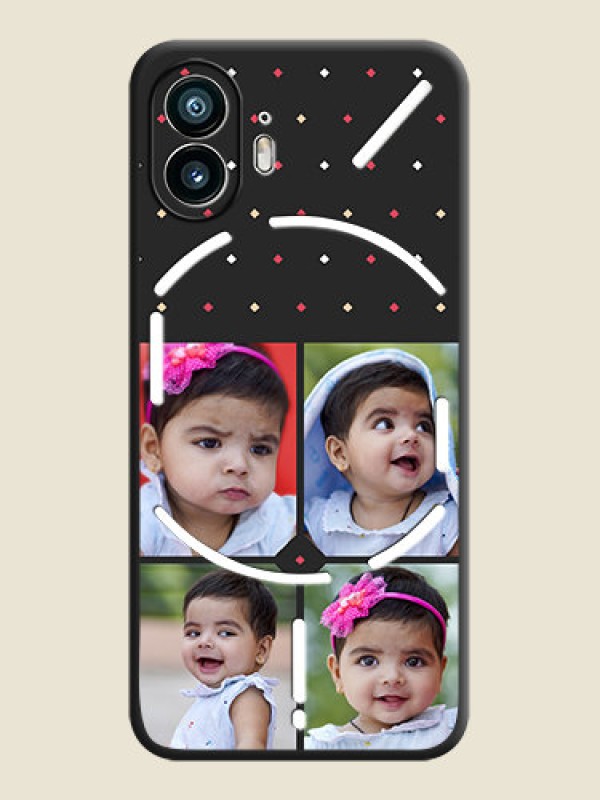 Custom Multicolor Dotted Pattern with 4 Image Holder on Space Black Custom Soft Matte Phone Cases - Nothing Phone 2
