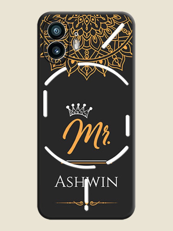 Custom Mr Name with Floral Design on Personalised Space Black Soft Matte Cases - Nothing Phone 2