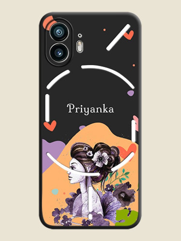 Custom Namecase For Her With Fancy Lady Image On Space Black Personalized Soft Matte Phone Covers - Nothing Phone 2