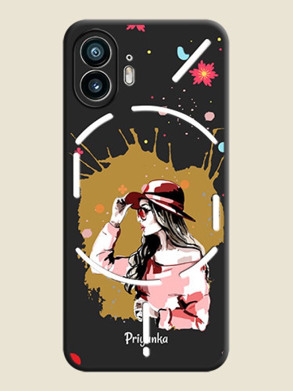 Custom Mordern Lady With Color Splash Background With Custom Text On Space Black Personalized Soft Matte Phone Covers - Nothing Phone 2