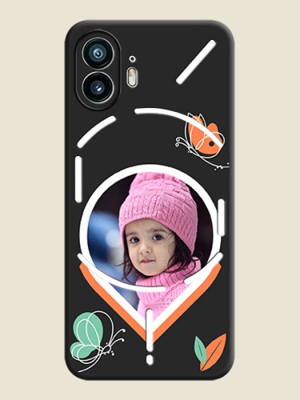 Custom Upload Pic With Simple Butterly Design On Space Black Personalized Soft Matte Phone Covers - Nothing Phone 2