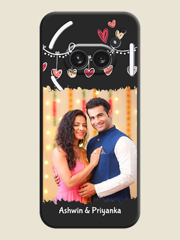 Custom Pink Love Hangings with Name On Space Black Custom Soft Matte Mobile Back Cover - Nothing Phone 2A Plus