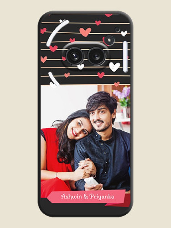 Custom Love Pattern with Name on Pink Ribbon on Photo On Space Black Custom Soft Matte Mobile Back Cover - Nothing Phone 2A Plus