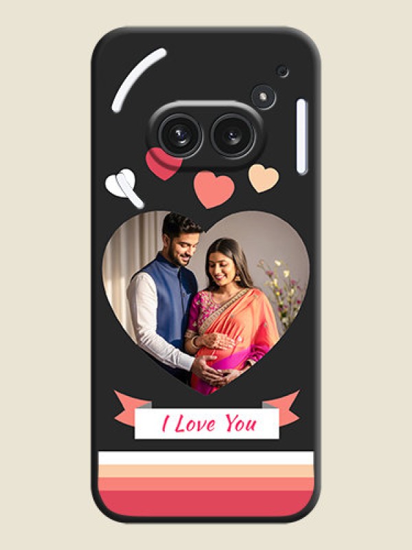 Custom Love Shaped Photo with Colorful Stripes On Space Black Custom Soft Matte Mobile Back Cover - Nothing Phone 2A Plus
