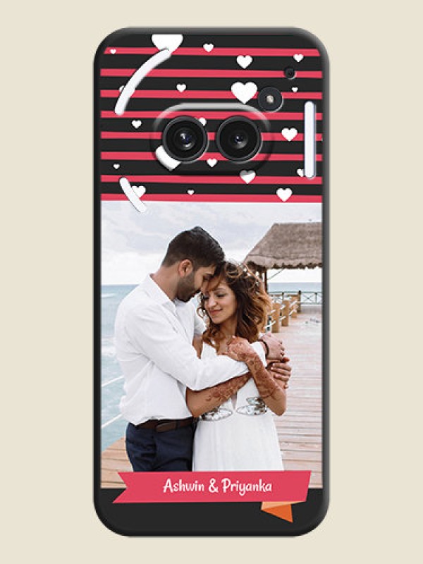 Custom White Color Love Symbols with Pink Lines Pattern On Space Black Custom Soft Matte Mobile Back Cover - Nothing Phone 2A Plus