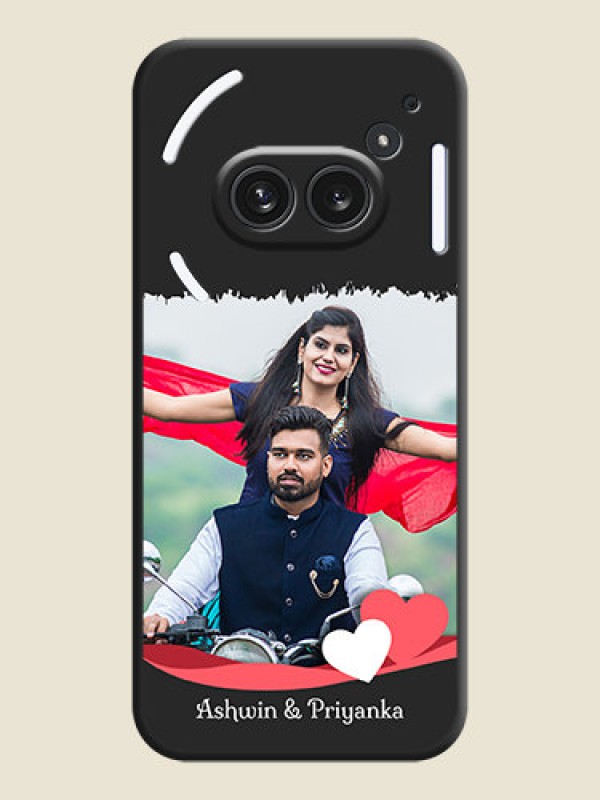 Custom Pin Color Love Shaped Ribbon Design with Text On Space Black Custom Soft Matte Mobile Back Cover - Nothing Phone 2A Plus
