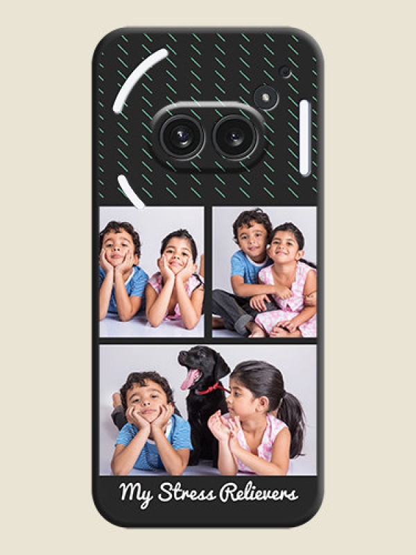 Custom Cross Dotted Pattern with 2 Image Holder On Space Black Custom Soft Matte Mobile Back Cover - Nothing Phone 2A Plus