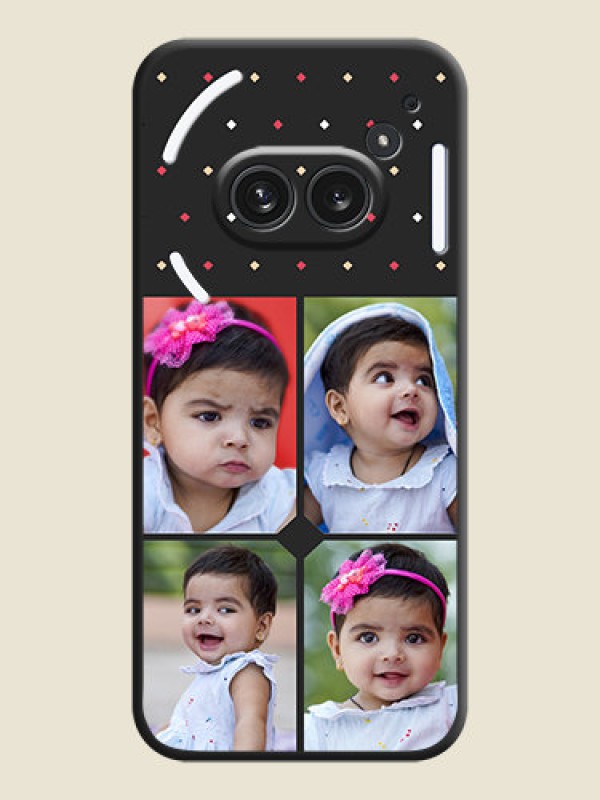 Custom Multicolor Dotted Pattern with 4 Image Holder On Space Black Custom Soft Matte Mobile Back Cover - Nothing Phone 2A Plus