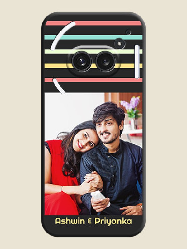Custom Color Stripes with Photo and Text on Photo On Space Black Custom Soft Matte Mobile Back Cover - Nothing Phone 2A Plus