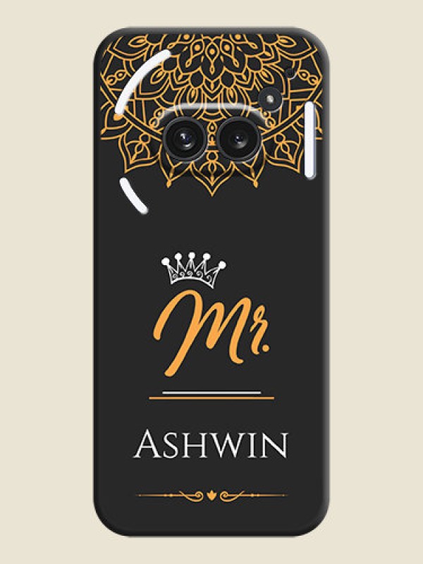 Custom Mr Name with Floral Design On Space Black Custom Soft Matte Mobile Back Cover - Nothing Phone 2A Plus