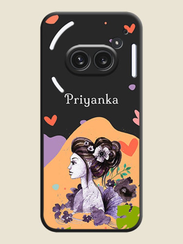 Custom Namecase For Her With Fancy Lady Image On Space Black Custom Soft Matte Mobile Back Cover - Nothing Phone 2A Plus