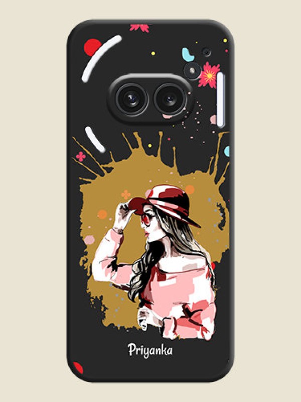 Custom Mordern Lady With Color Splash Background With Custom Text On Space Black Custom Soft Matte Mobile Back Cover - Nothing Phone 2A Plus