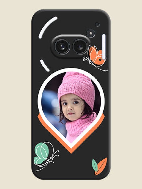Custom Upload Pic With Simple Butterly Design On Space Black Custom Soft Matte Mobile Back Cover - Nothing Phone 2A Plus