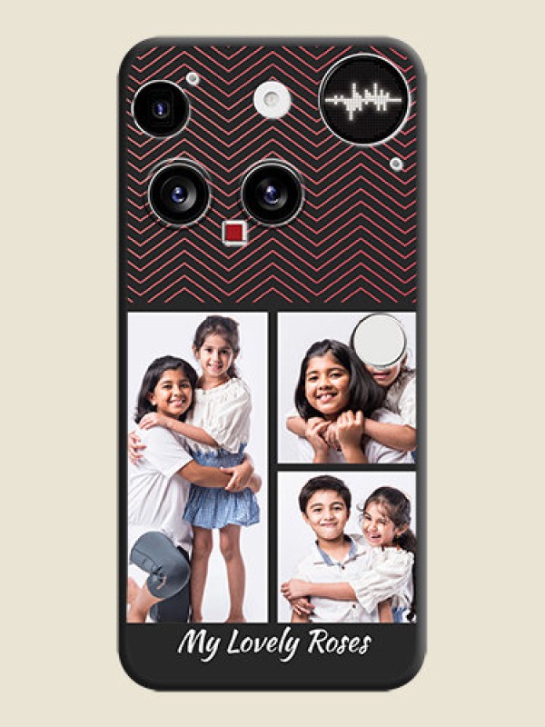 Custom Wave Pattern with 3 Image Holder On Space Black Custom Soft Matte Mobile Back Cover - Nothing Phone 3 5G