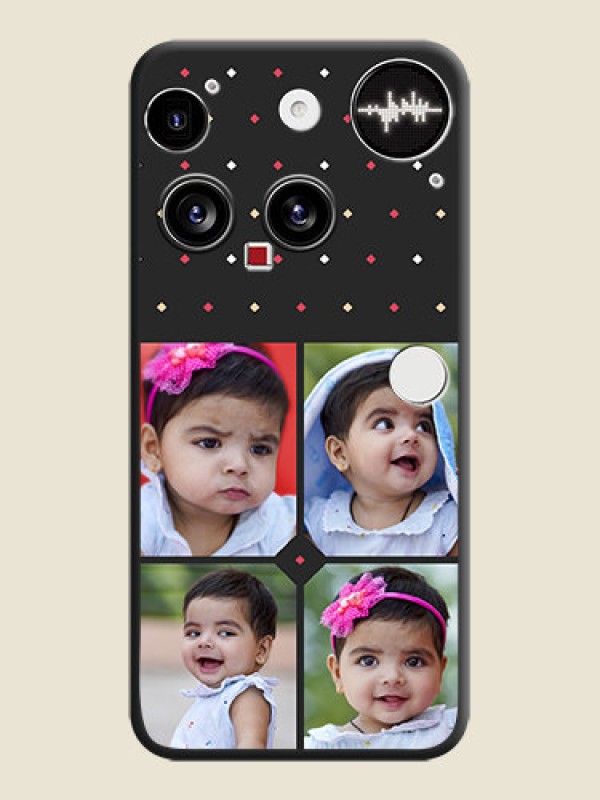 Custom Multicolor Dotted Pattern with 4 Image Holder On Space Black Custom Soft Matte Mobile Back Cover - Nothing Phone 3 5G