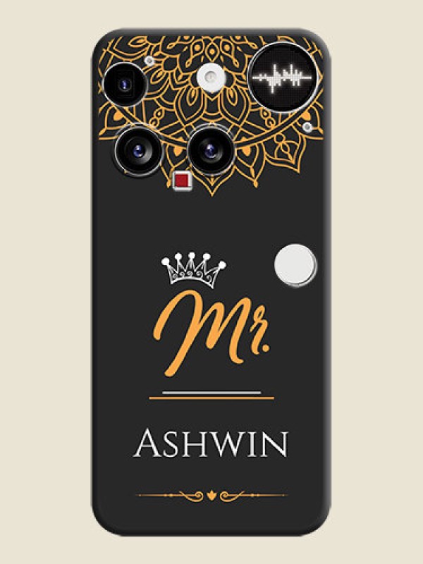 Custom Mr Name with Floral Design On Space Black Custom Soft Matte Mobile Back Cover - Nothing Phone 3 5G