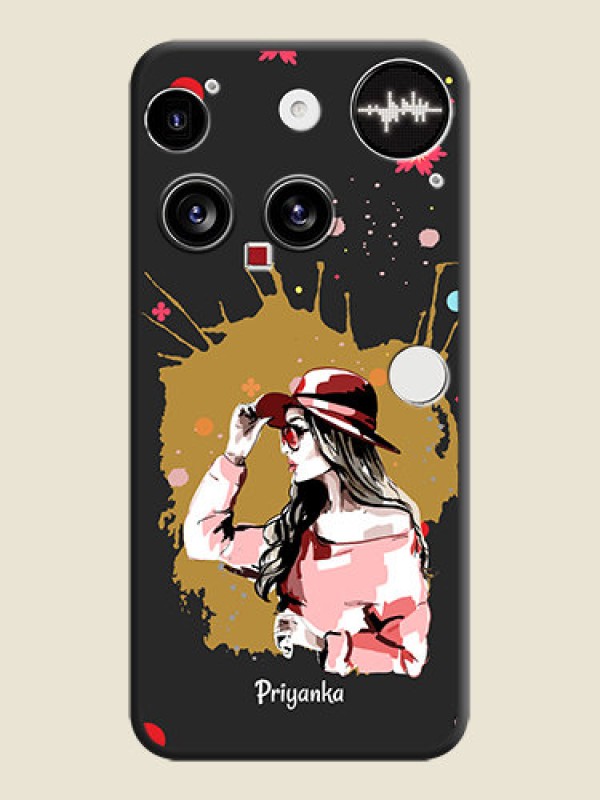Custom Mordern Lady With Color Splash Background With Custom Text On Space Black Custom Soft Matte Mobile Back Cover - Nothing Phone 3 5G