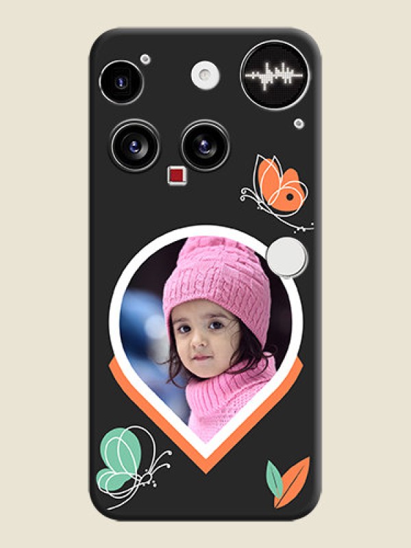 Custom Upload Pic With Simple Butterly Design On Space Black Custom Soft Matte Mobile Back Cover - Nothing Phone 3 5G