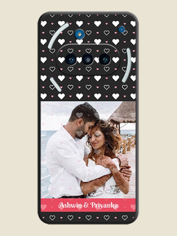 Custom White Color Love Symbols with Text Design on Photo On Space Black Custom Soft Matte Mobile Back Cover - Nothing Phone 3a 5G