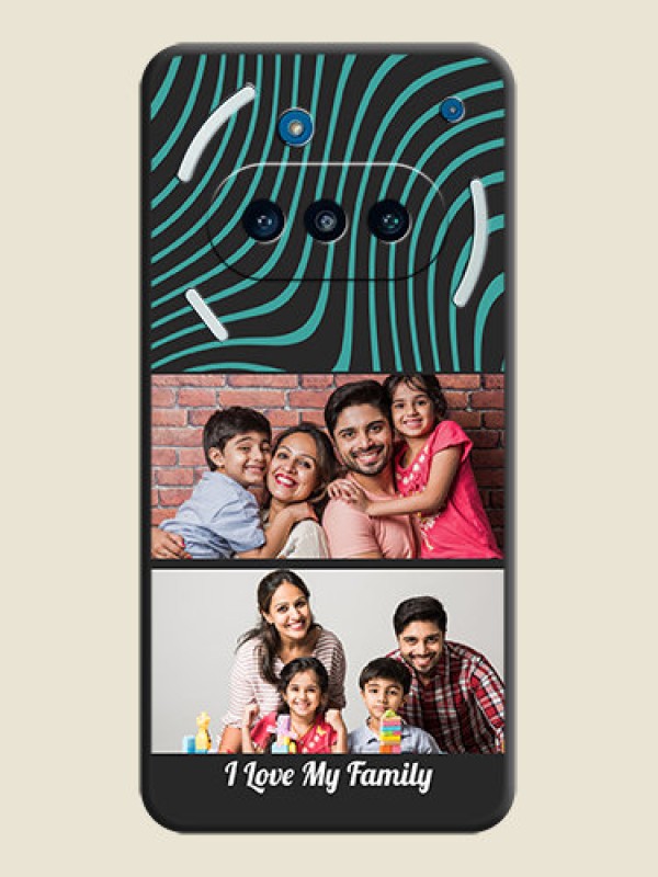 Custom Wave Pattern with 2 Image Holder On Space Black Custom Soft Matte Mobile Back Cover - Nothing Phone 3a 5G