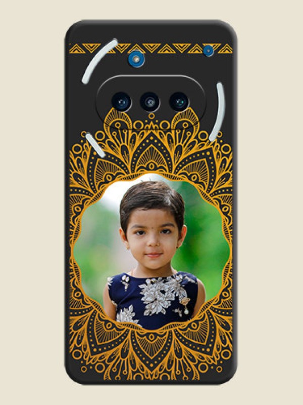 Custom Round Image with Floral Design On Space Black Custom Soft Matte Mobile Back Cover - Nothing Phone 3a 5G