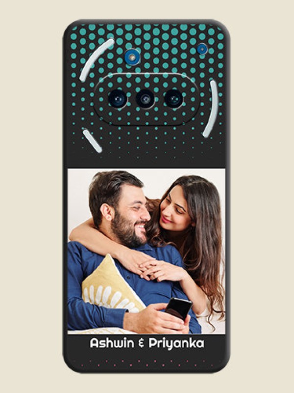 Custom Faded Dots with Grunge Photo Frame and Text On Space Black Custom Soft Matte Mobile Back Cover - Nothing Phone 3a 5G