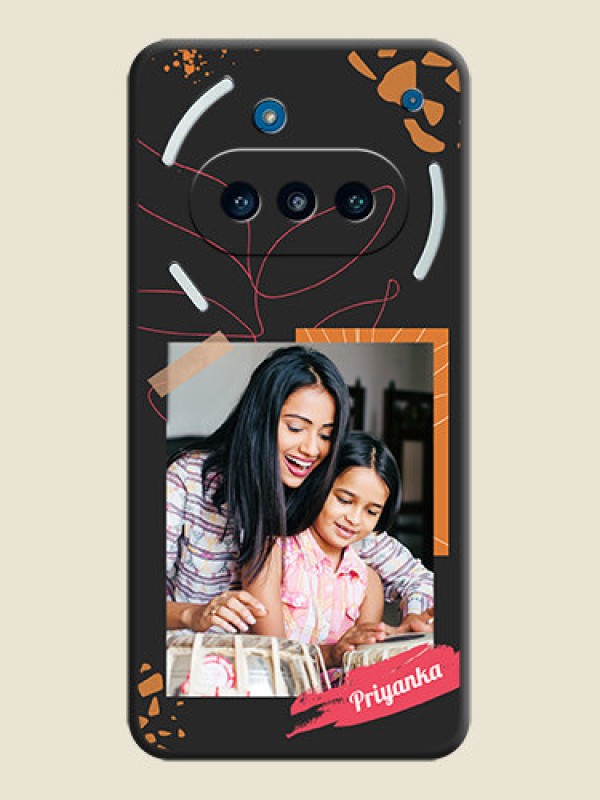 Custom Orange Photo Frame On Space Black Custom Soft Matte Mobile Back Cover - Nothing Phone 3a 5G