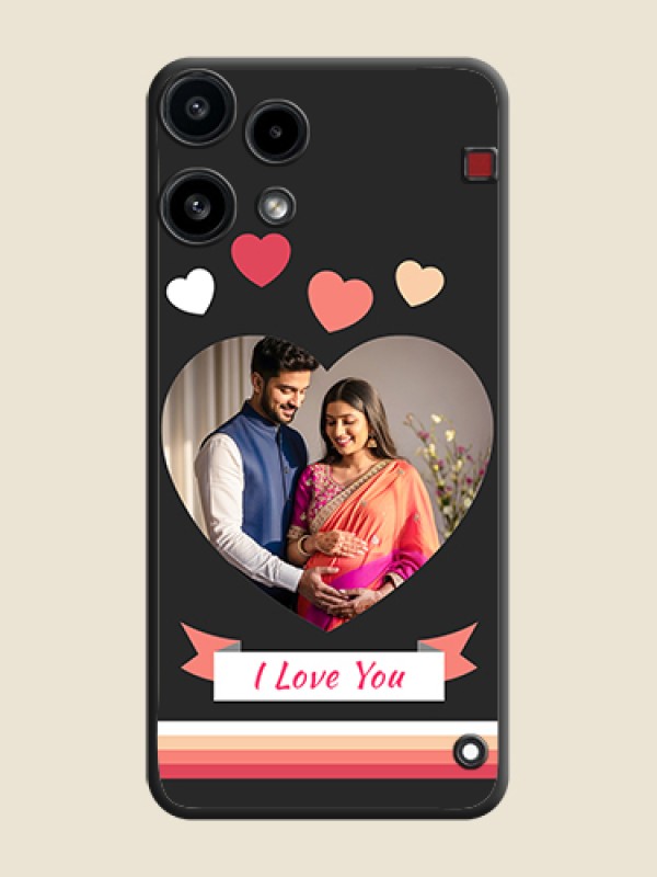 Custom Love Shaped Photo with Colorful Stripes On Space Black Custom Soft Matte Mobile Back Cover - Nothing Phone 3A Lite 5G