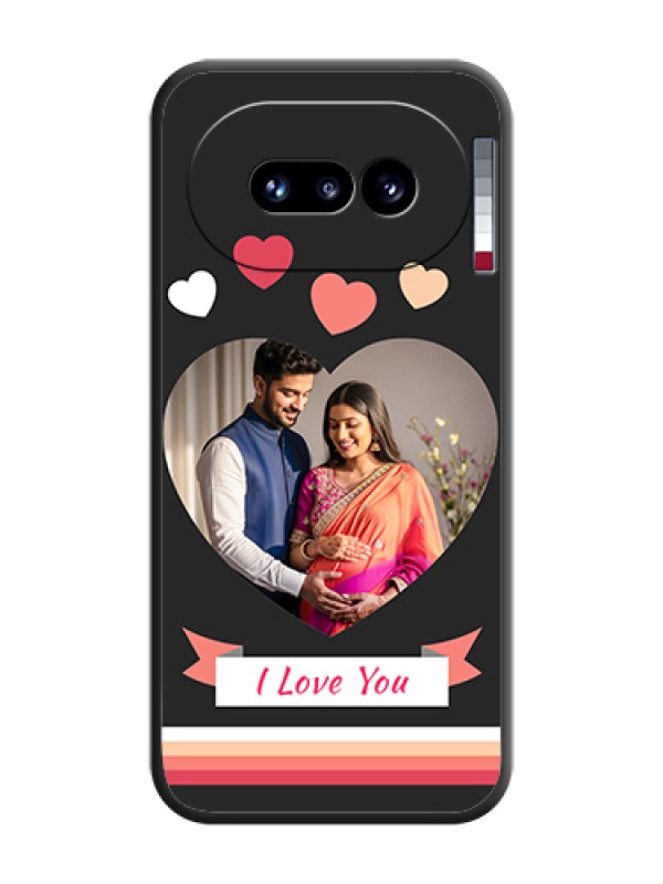 Custom Love Shaped Photo with Colorful Stripes On Space Black Custom Soft Matte Mobile Back Cover - Nothing Phone 4A 5G