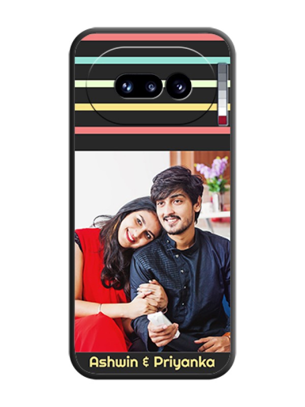 Custom Color Stripes with Photo and Text on Photo On Space Black Custom Soft Matte Mobile Back Cover - Nothing Phone 4A 5G