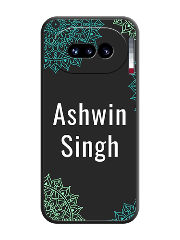Custom Your Name with Floral Design On Space Black Custom Soft Matte Mobile Back Cover - Nothing Phone 4A 5G