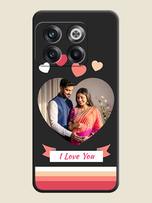 Custom Love Shaped Photo with Colorful Stripes on Personalised Space Black Soft Matte Cases - OnePlus 10T 5G