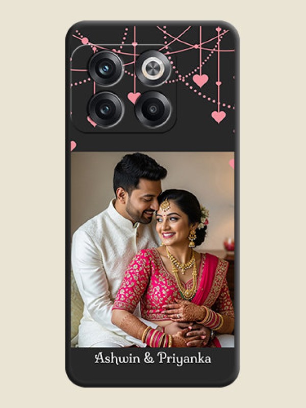 Custom Pink Love Hangings with Text on Space Black Custom Soft Matte Back Cover - OnePlus 10T 5G