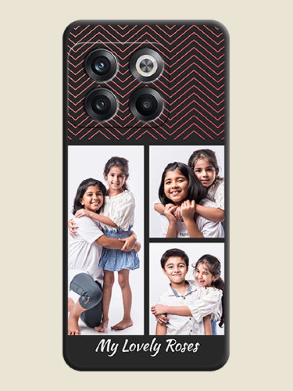 Custom Wave Pattern with 3 Image Holder on Space Black Custom Soft Matte Back Cover - OnePlus 10T 5G