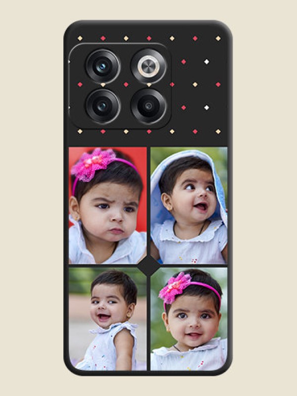 Custom Multicolor Dotted Pattern with 4 Image Holder on Space Black Custom Soft Matte Phone Cases - OnePlus 10T 5G
