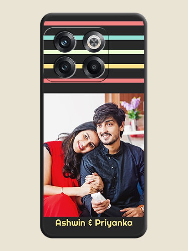 Custom Color Stripes with Photo and Text on Photo on Space Black Soft Matte Mobile Case - OnePlus 10T 5G