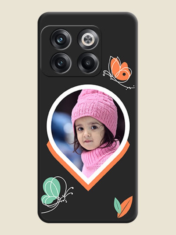 Custom Upload Pic With Simple Butterly Design On Space Black Personalized Soft Matte Phone Covers -Oneplus 10T 5G