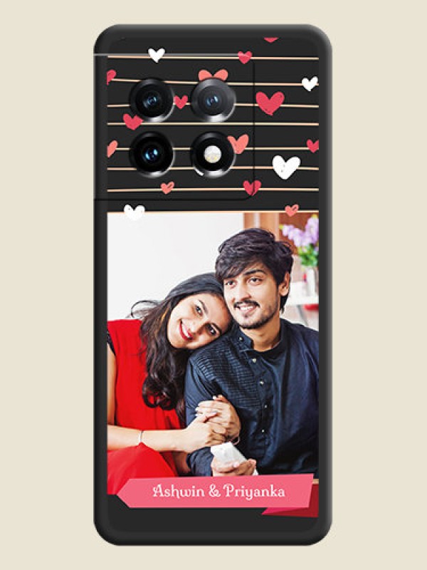 Custom Love Pattern with Name on Pink Ribbon  on Photo on Space Black Soft Matte Back Cover - OnePlus 11 5G
