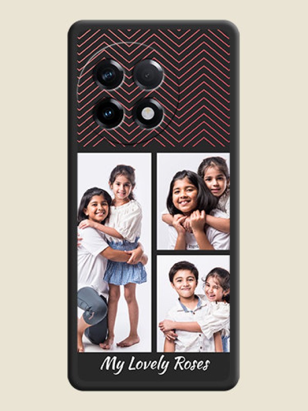 Custom Wave Pattern with 3 Image Holder on Space Black Custom Soft Matte Back Cover - OnePlus 11R 5G