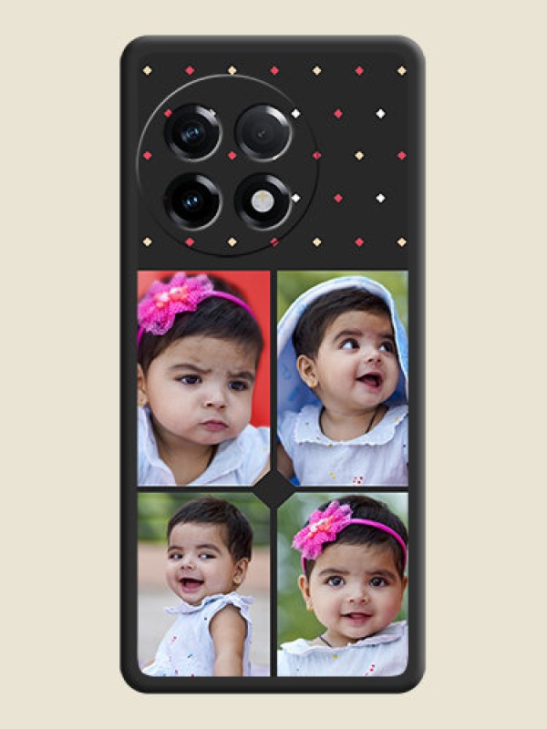 Custom Multicolor Dotted Pattern with 4 Image Holder on Space Black Custom Soft Matte Phone Cases - OnePlus 11R 5G
