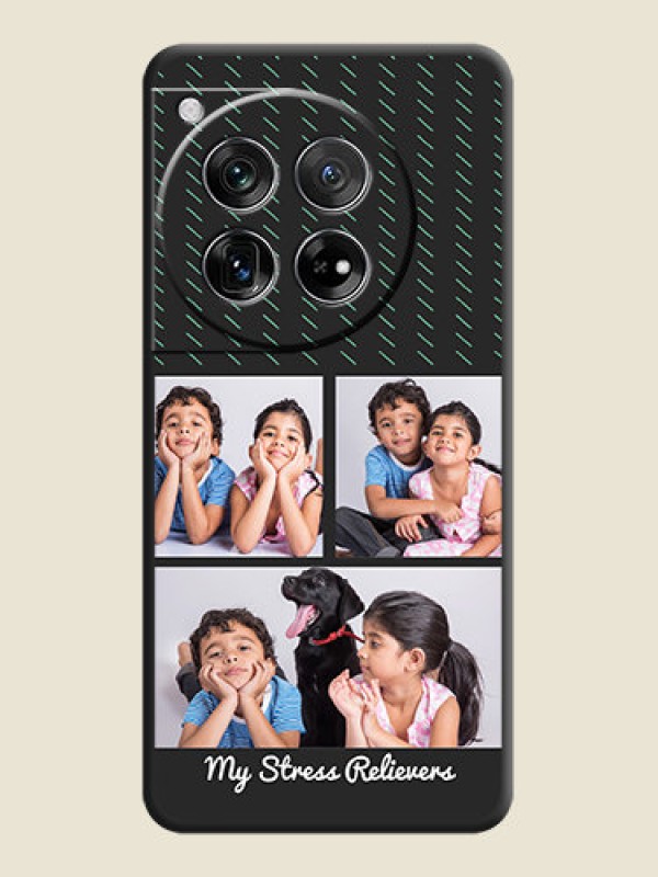 Custom Cross Dotted Pattern with 2 Image Holder On Space Black Custom Soft Matte Mobile Back Cover - OnePlus 12 5G