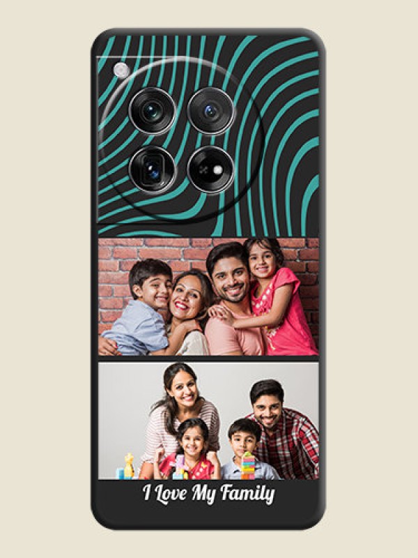 Custom Wave Pattern with 2 Image Holder On Space Black Custom Soft Matte Mobile Back Cover - OnePlus 12 5G