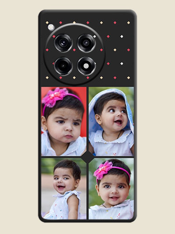 Custom Multicolor Dotted Pattern with 4 Image Holder on Space Black Custom Soft Matte Phone Cases - OnePlus 12R 5G