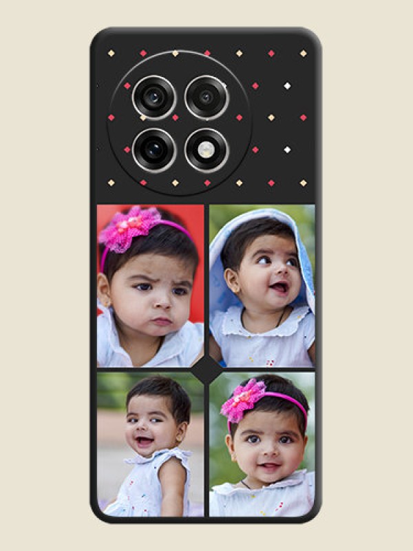Custom Multicolor Dotted Pattern with 4 Image Holder On Space Black Custom Soft Matte Mobile Back Cover - OnePlus 13R 5G