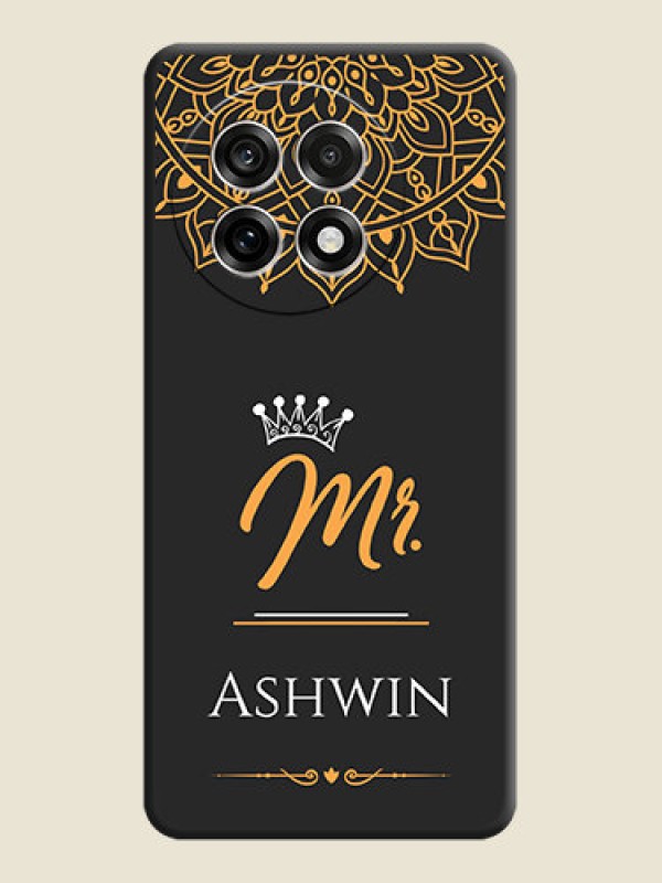 Custom Mr Name with Floral Design On Space Black Custom Soft Matte Mobile Back Cover - OnePlus 13R 5G