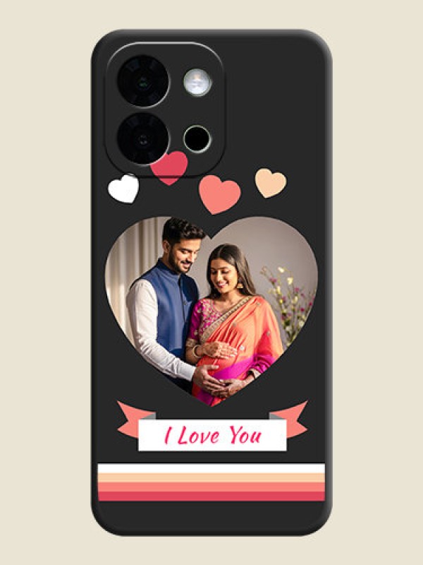 Custom Love Shaped Photo with Colorful Stripes On Space Black Custom Soft Matte Mobile Back Cover - OnePlus 13s 5G