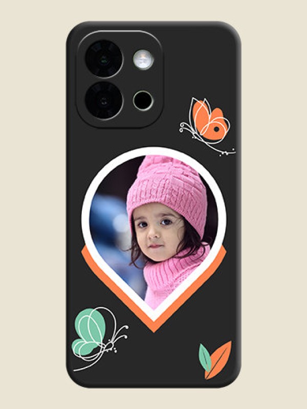 Custom Upload Pic With Simple Butterly Design On Space Black Custom Soft Matte Mobile Back Cover - OnePlus 13s 5G