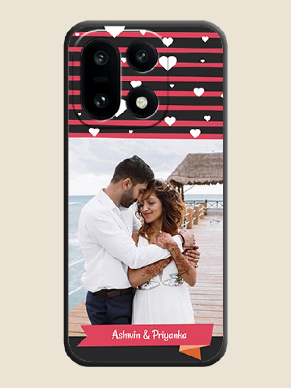 Custom White Color Love Symbols with Pink Lines Pattern On Space Black Custom Soft Matte Mobile Back Cover - OnePlus 15 5G